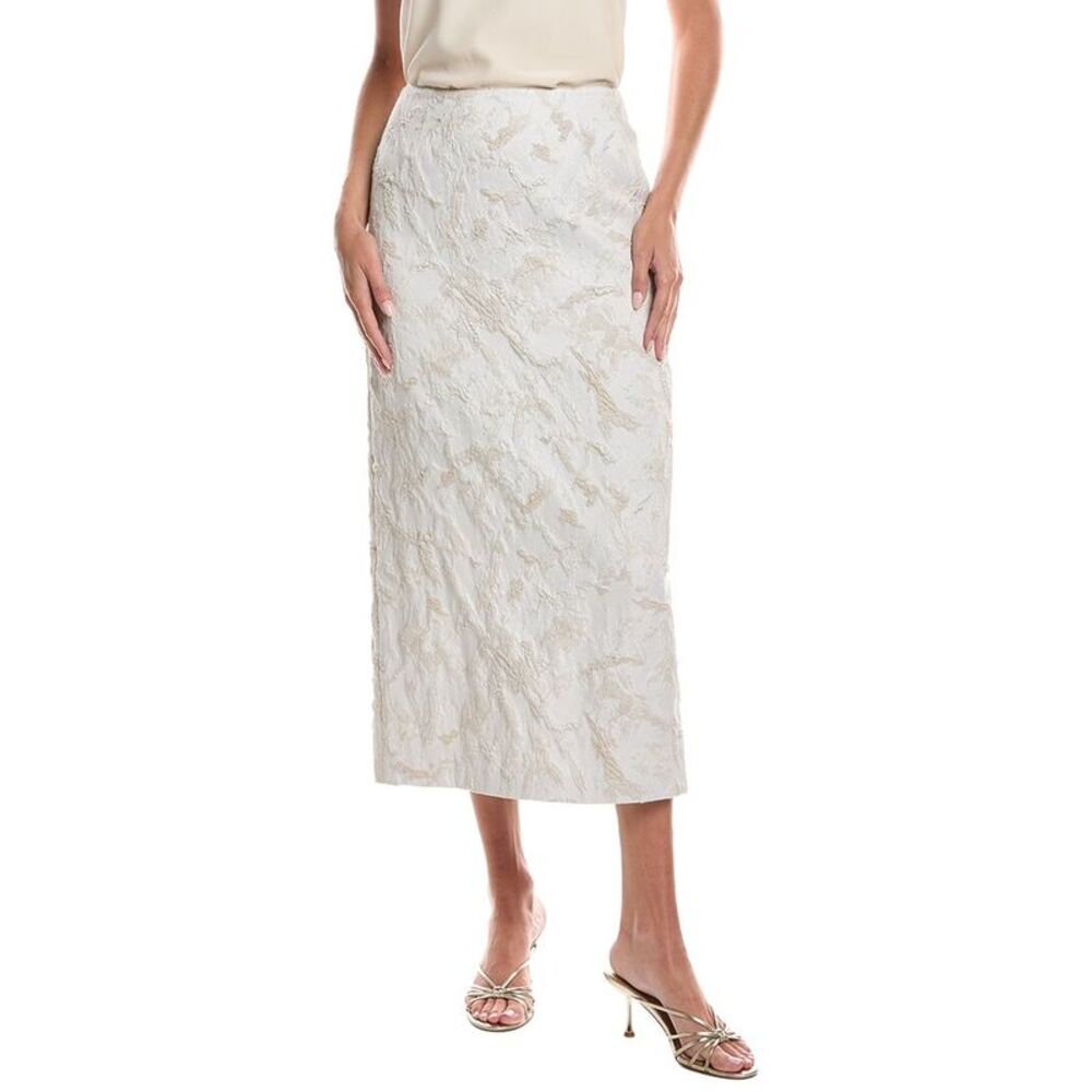 Lafayette 148 New York Womens  Silk-Blend Straight Midi Skirt